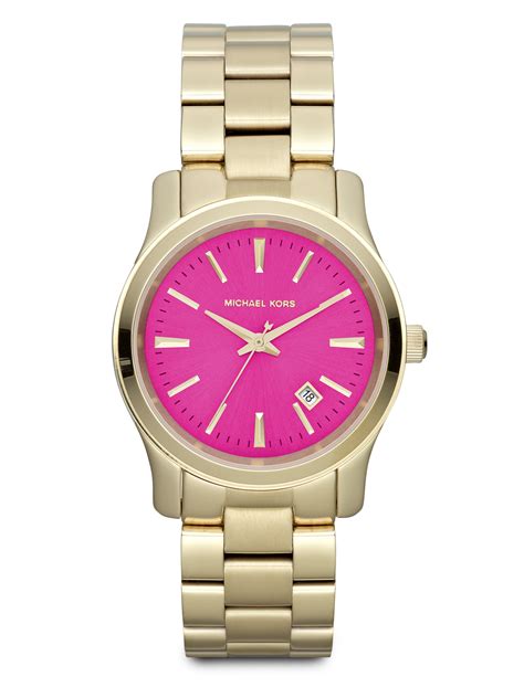 womens pink michael kors waterproof watch|hot pink michael kors watch.